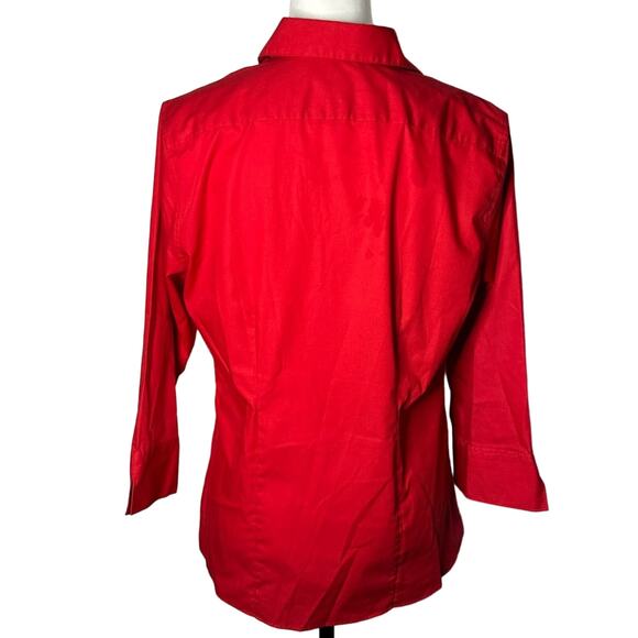 Land's End Red 3/4 Sleeve button Down Top Size 10 - Picture 2 of 2